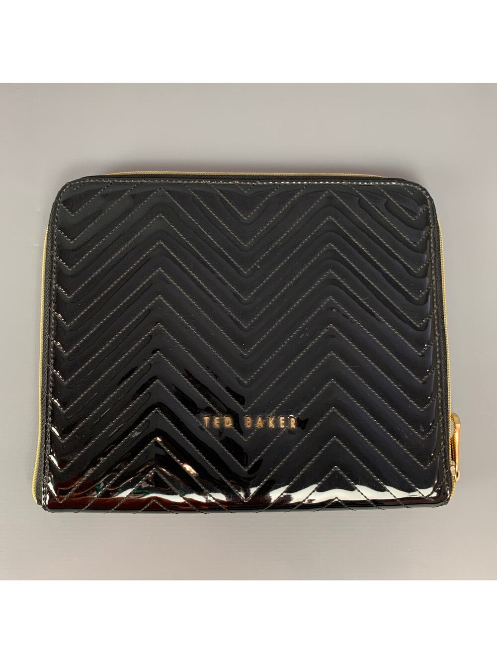 TED BAKER Black Quilted PVC Zip Up Envelope